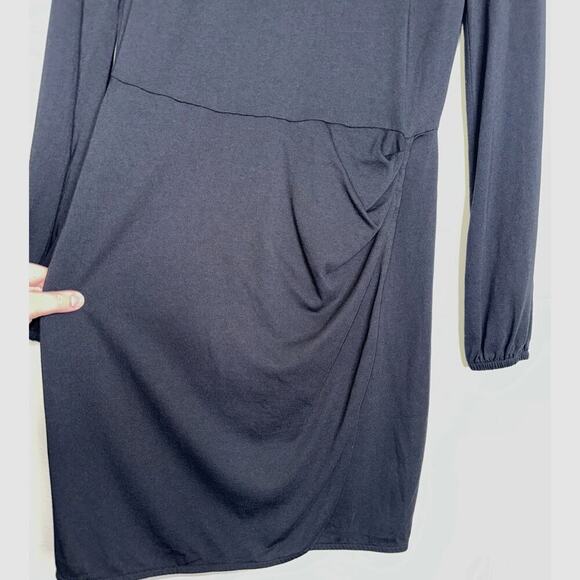 Boden Black Long Sleeve Ruched Knee Length Dress Size 6R Classic Breathable - Picture 5 of 7